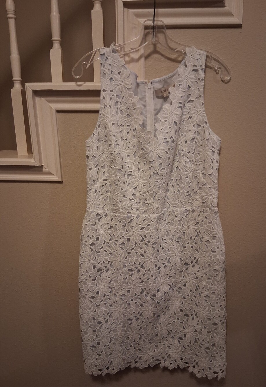 LOFT White Floral Lace Sheath Dress
